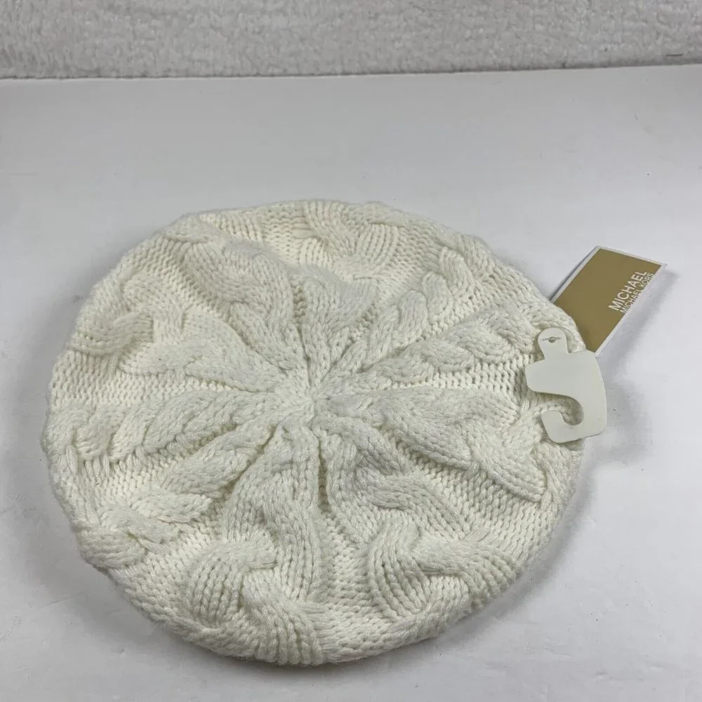 Michael Michael‎ Kors Winter Beanie Womens One Size Cream Off White Acrylic 6149